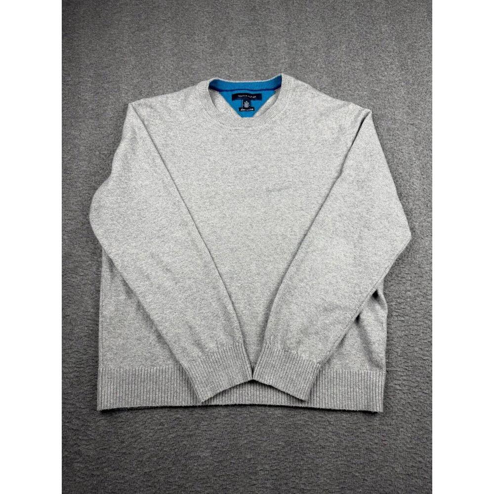 Tommy Hilfiger Men's Gray V-Neck Pullover Sweater XL Heather Gray Knit